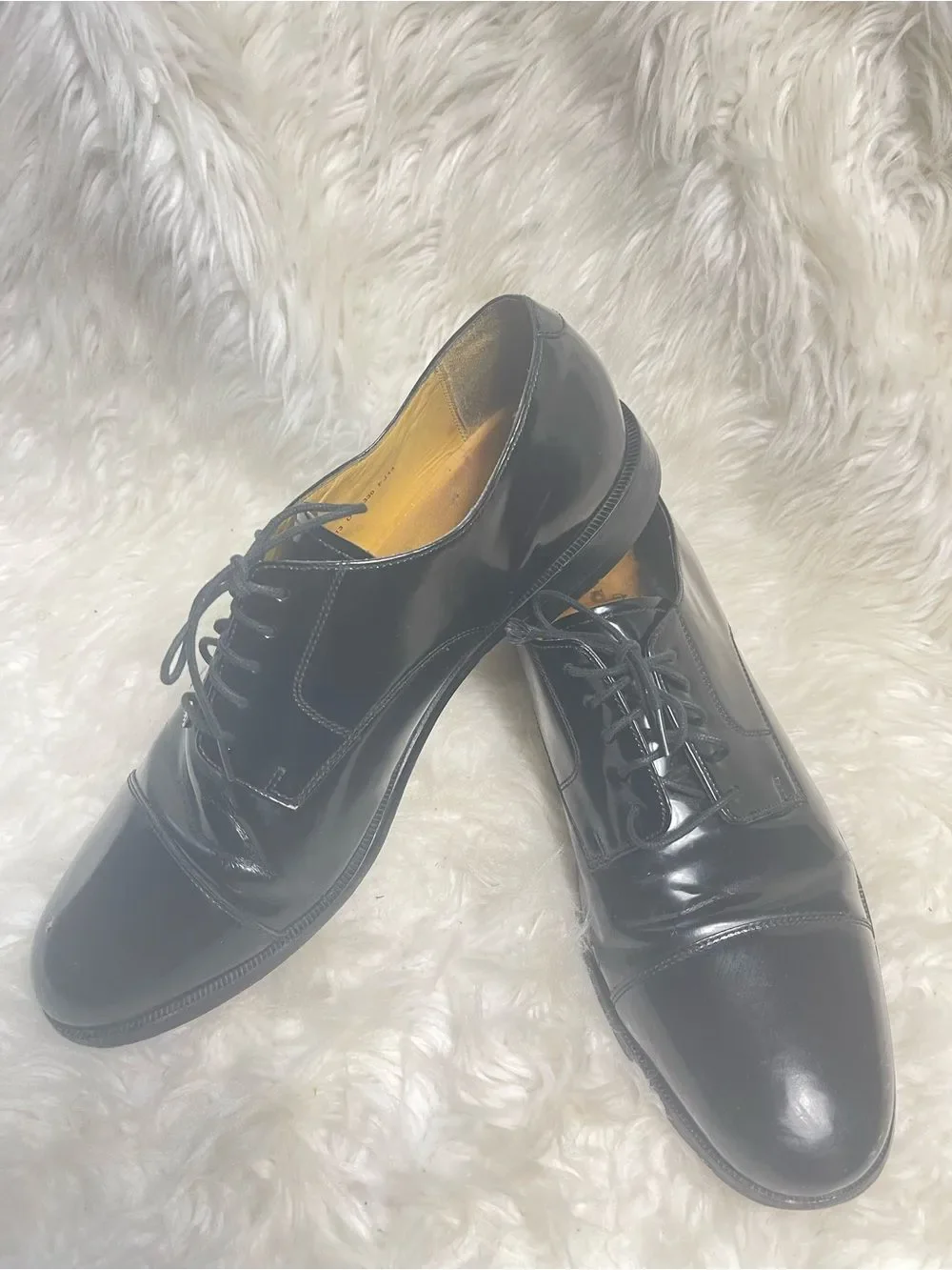 Cole Haan Black Leather Cap-Toe Oxfords